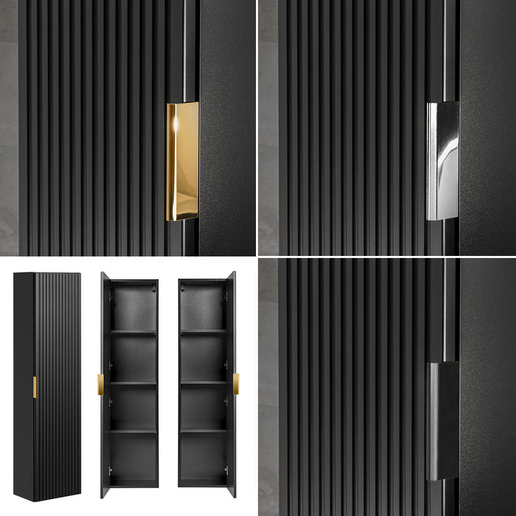 Thumbnail - Lomado Badmöbel-Set, Schwarz, Holzwerkstoff, 130x200x46 cm, Badezimmer, Badmöbelsets & Badmöbelserien, Badmöbel-Sets