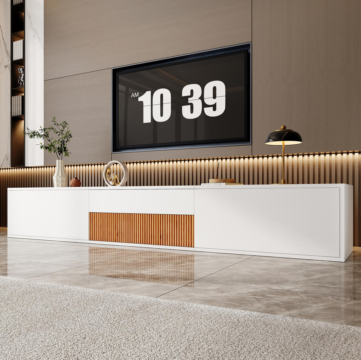 TV-SCHRANK mit Projektorablage 180 x 34 x 30 cm Weiß - Weiß, Holzwerkstoff (34/30/180cm) - Beauniv