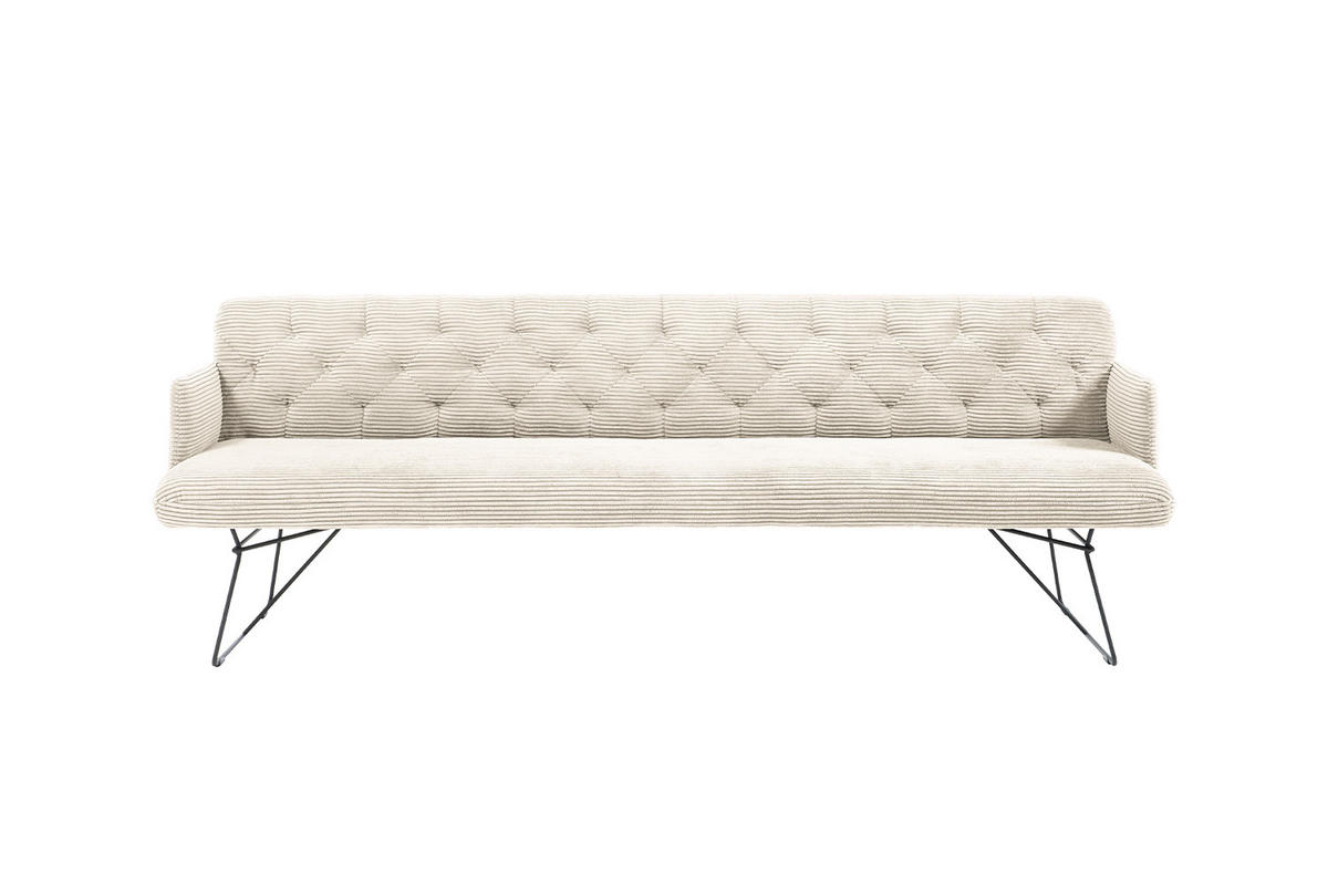 ESSZIMMERBANK CHARME Cremeweiß Cord - Creme, Textil (166/85/69cm) - KAWOLA