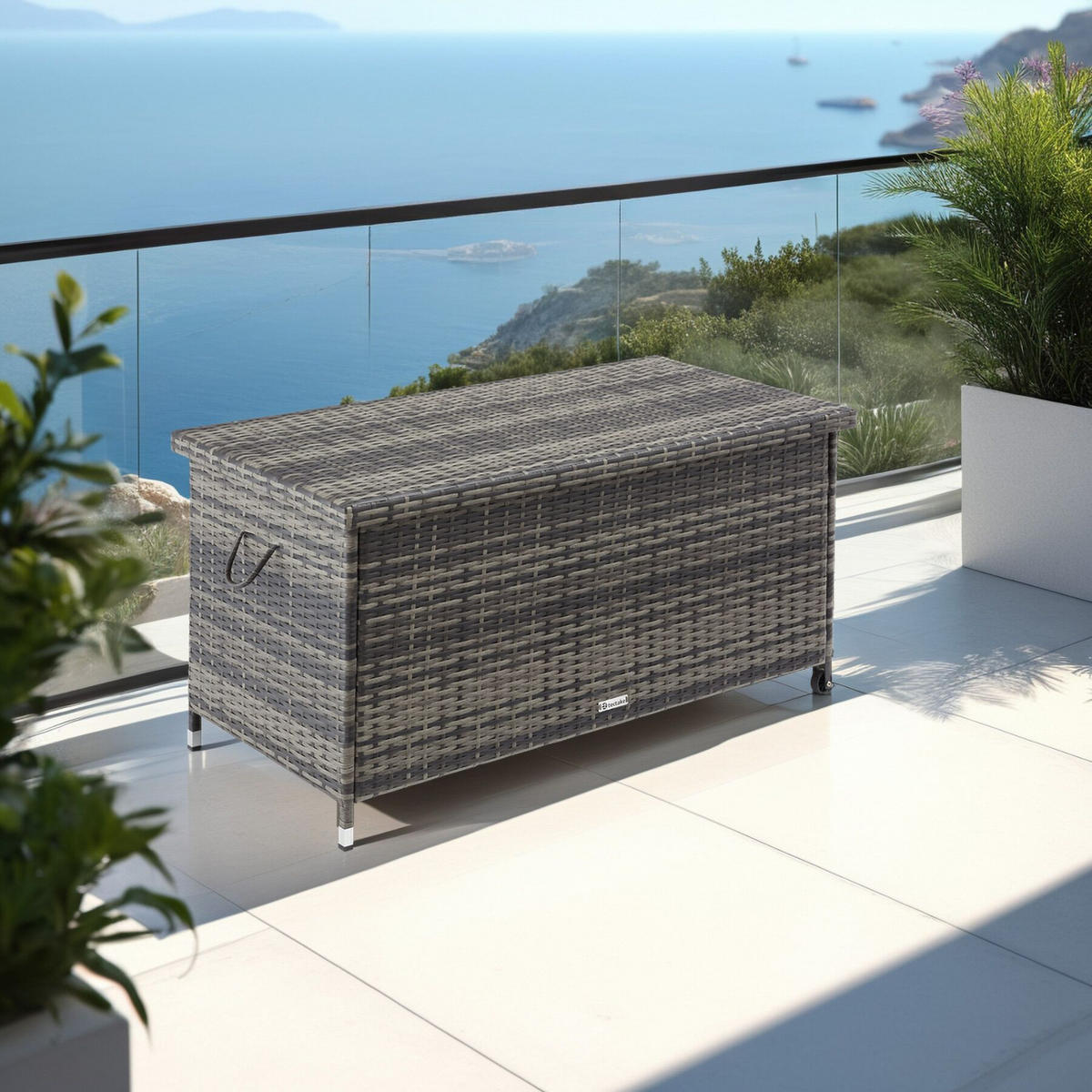 AUFLAGENBOX Kiruna,121 x 56 x 60 cm,grau - Grau, Kunststoff (56/60/121cm) - tectake