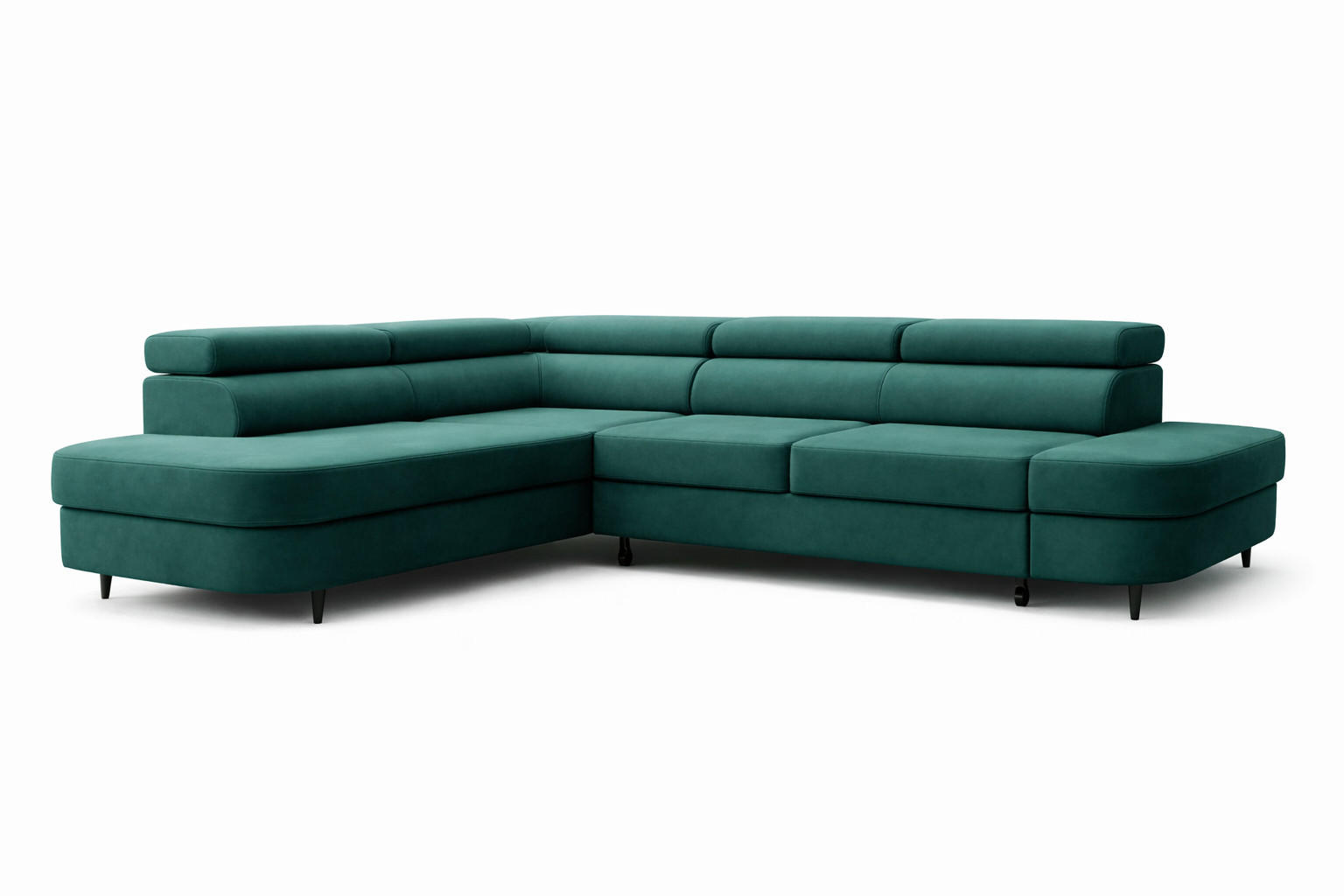 ECKSOFA Priam L-Form mit Schlaffunktion und Stauraum Modern Form Grün - Dunkelgrün, Holz/Textil (275/203cm) - Muffo