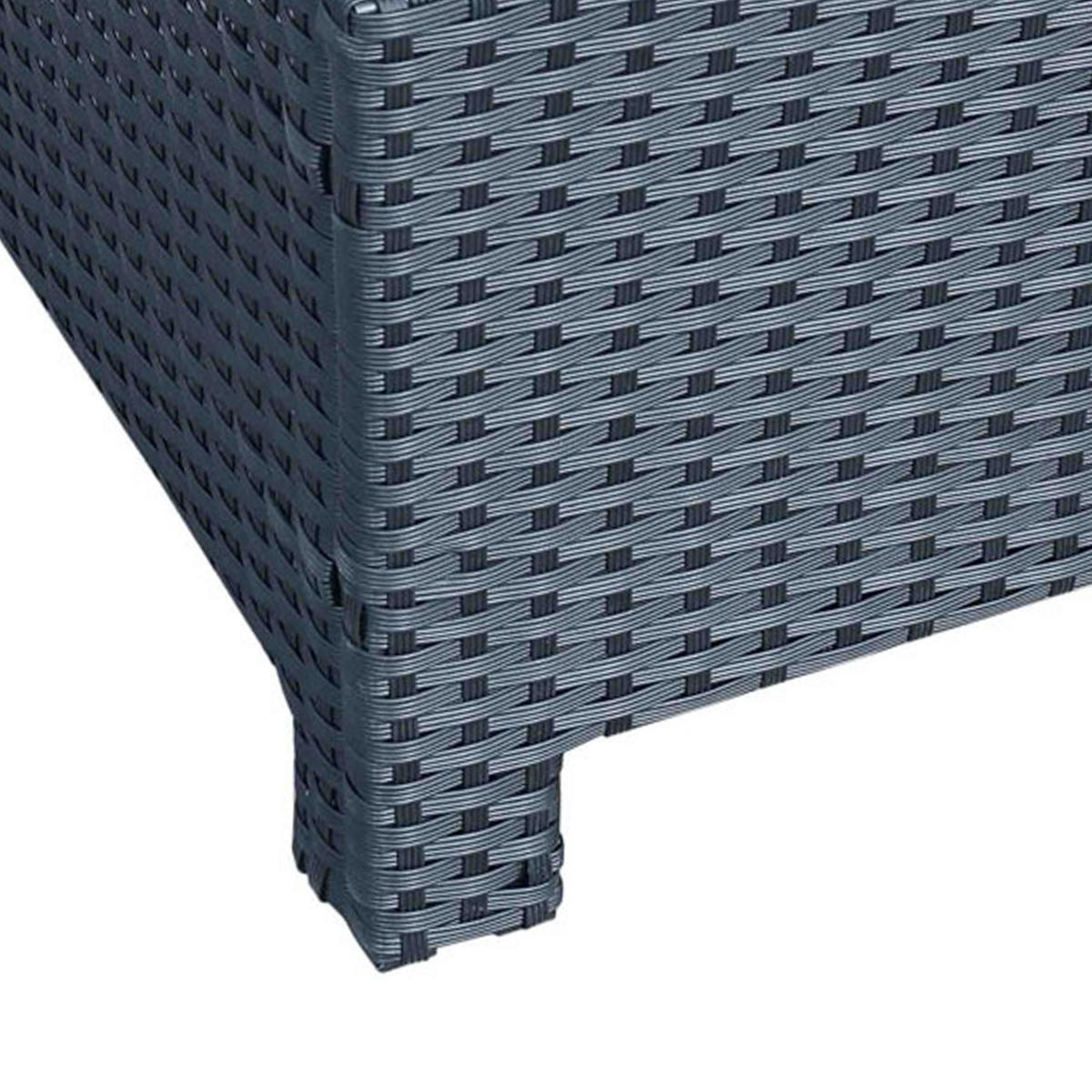 GARTENBEISTELLTISCH DE-13553 mit Geflecht und Glasplatte Schwarz - Schwarz, Metall (85/50/39cm) - ComfortXL