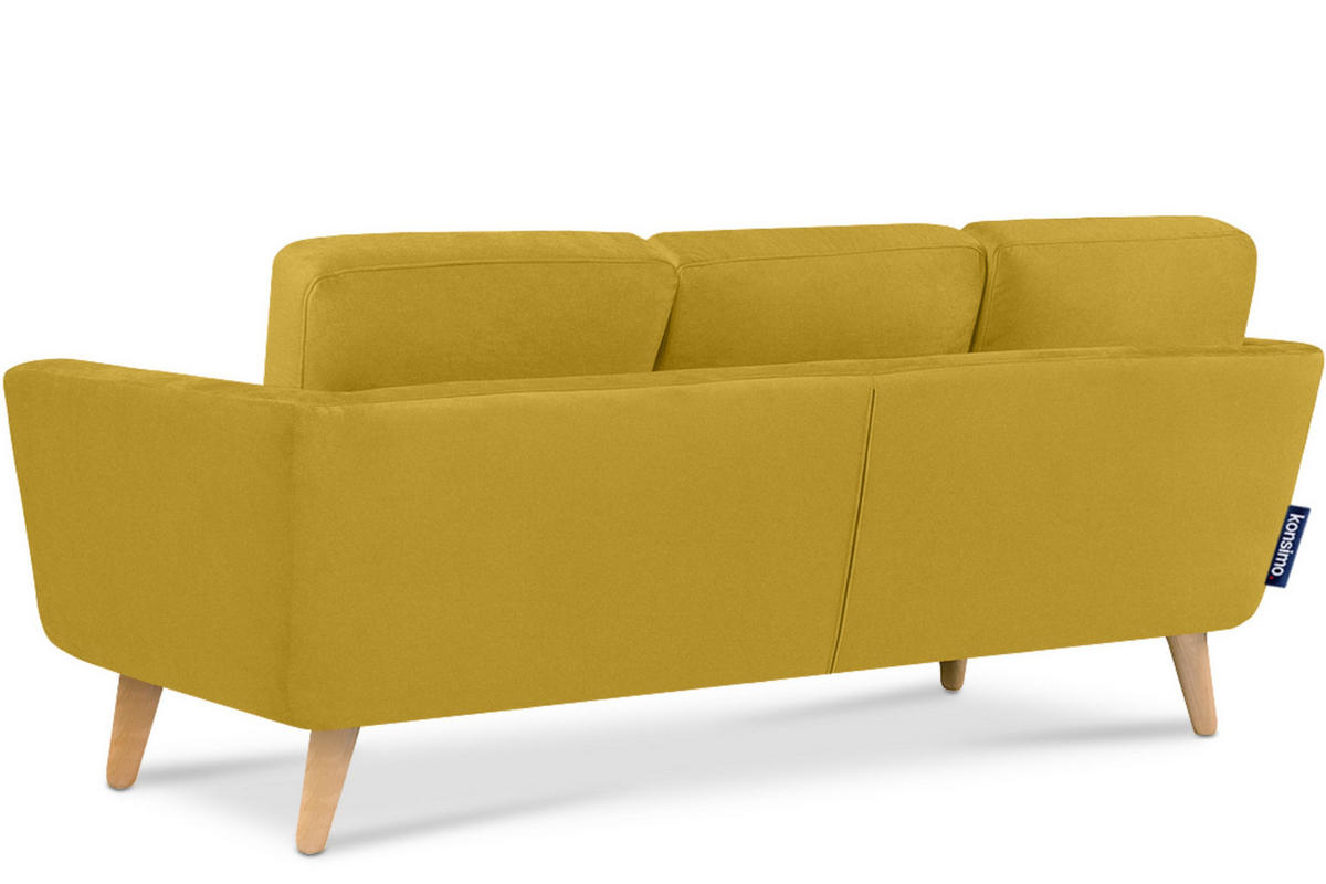 3-SITZER-ECKSOFA-LINKS TAGIO mit Ottomane , Gelb - Gelb/Braun, Buchenholz/Textil (190/151cm) - KONSIMO®