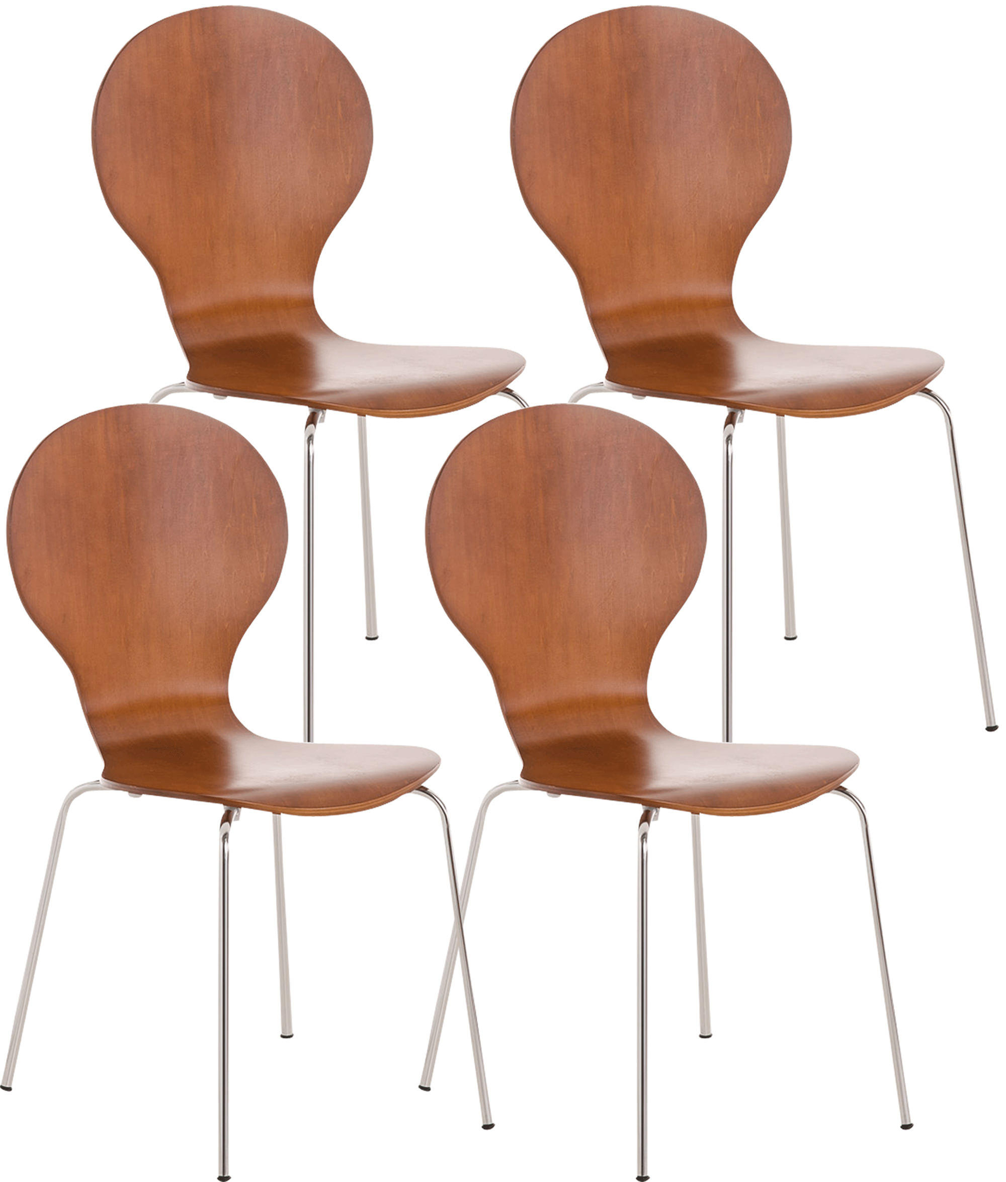 BESUCHERSTUHL 4er Set Holz braun - Braun, Holz/Metall (43/86/45cm) - CLP