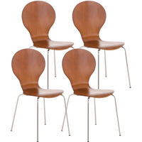 BESUCHERSTUHL 4er Set Holz braun - Braun, Holz/Metall (43/86/45cm) - CLP