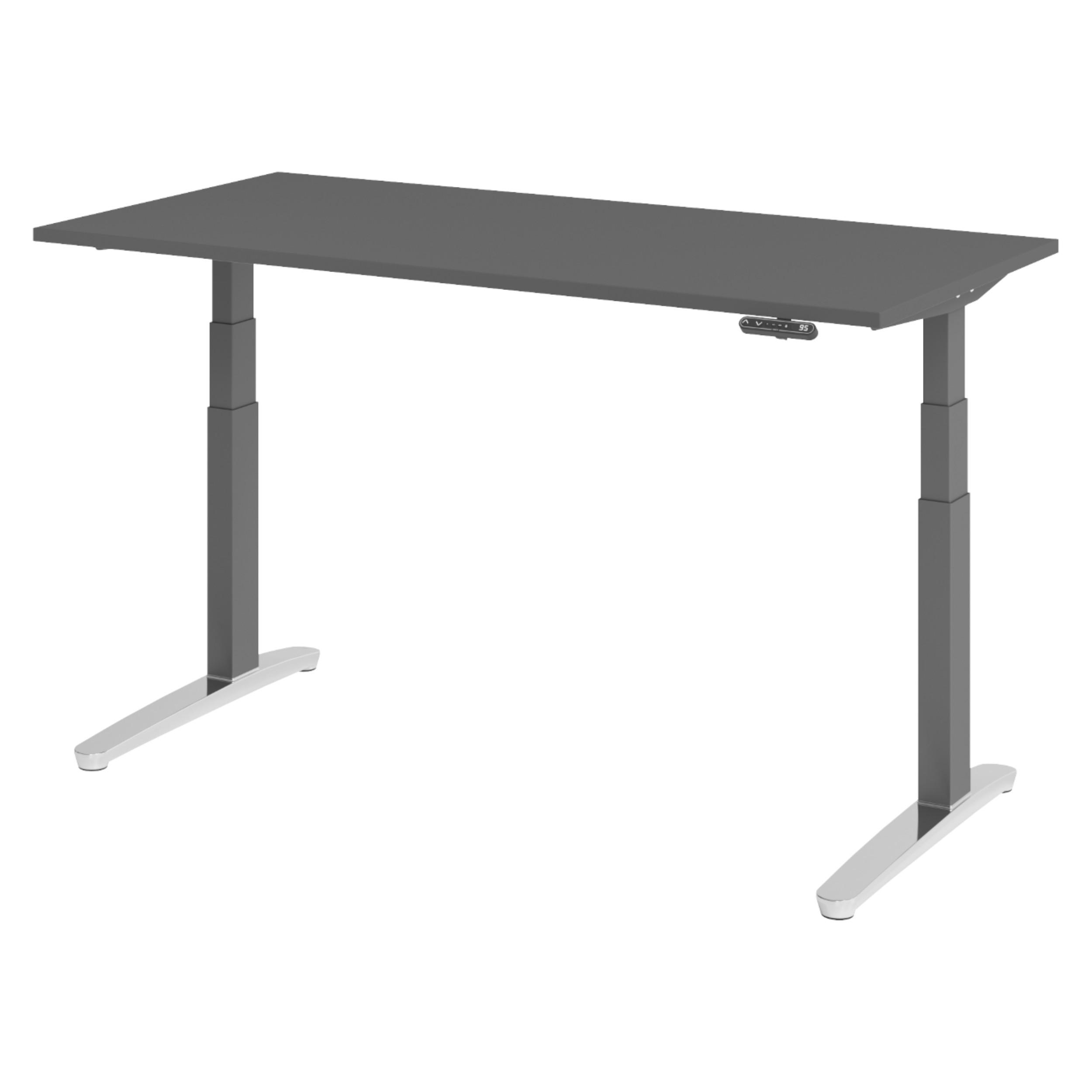 SCHREIBTISCH elektrisch XBHM 80/160/74 cm in Graphitfarben/Graphitfarben/Alu poliert - Graphitfarben, Holzwerkstoff (80/160/74cm) - bümö
