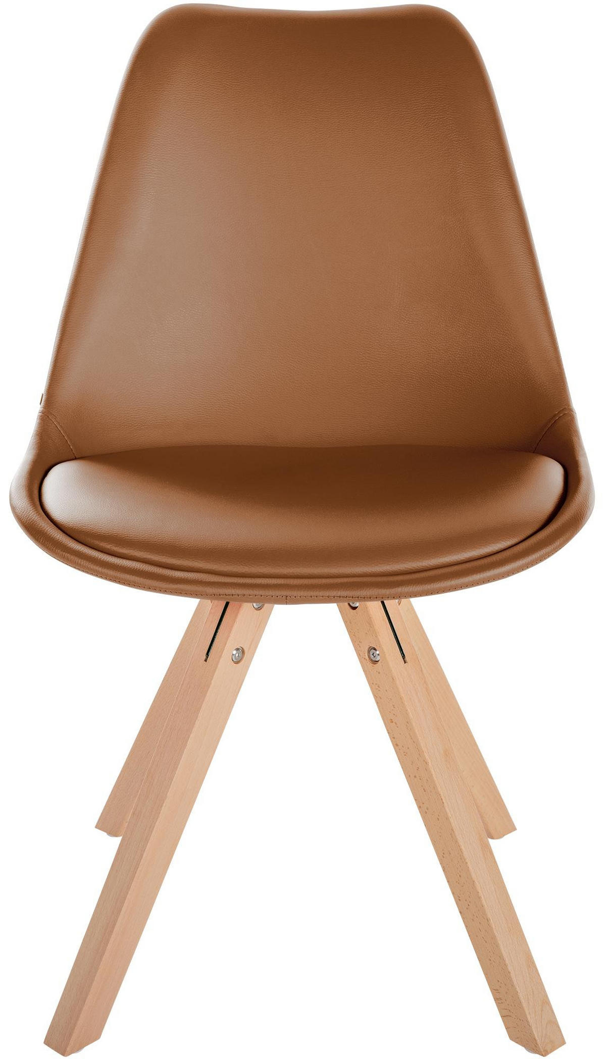 STUHL Lederlook braun - Naturfarben/Braun, Holz/Textil (48/81/54cm) - CLP