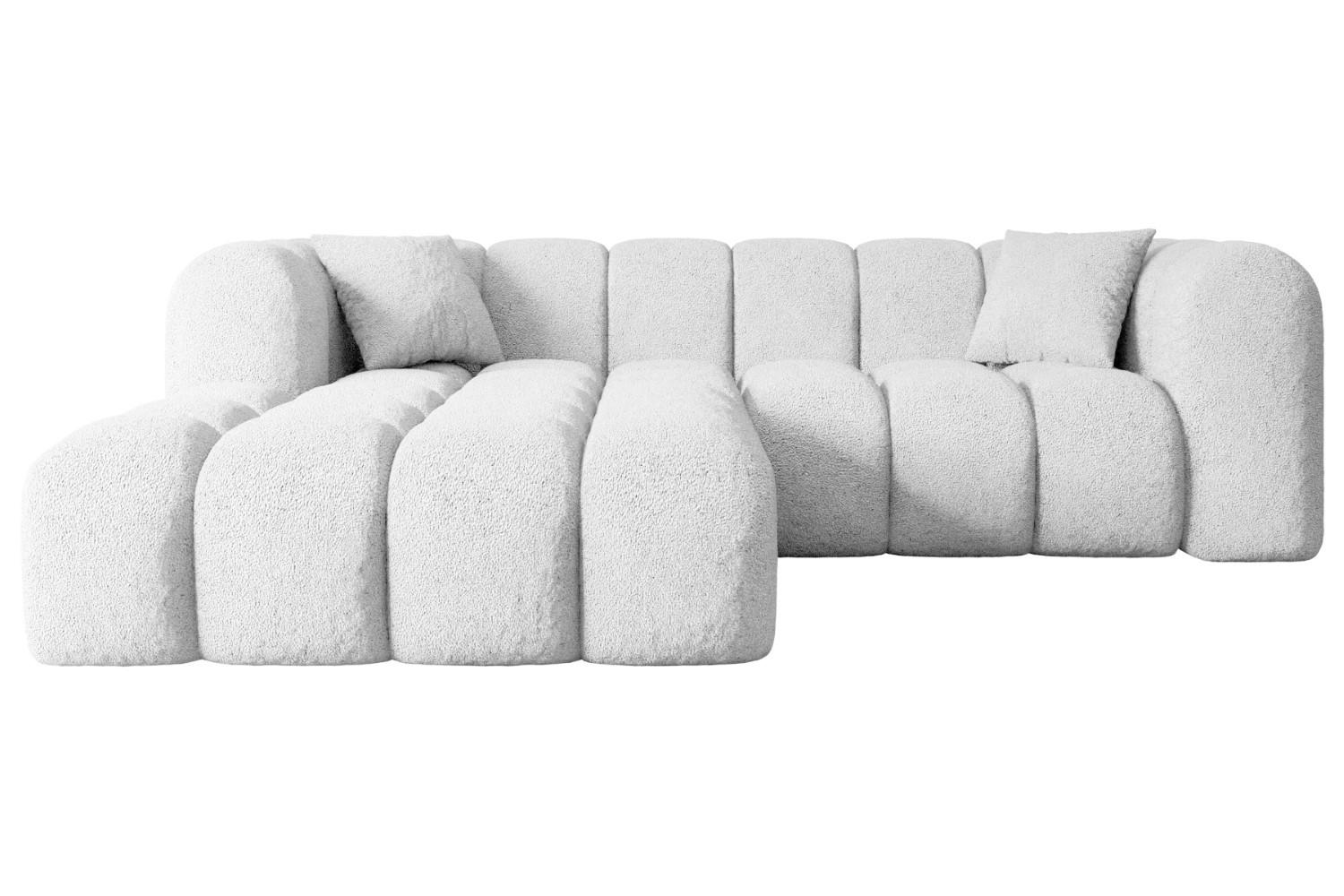 ECKSOFA Ottomane Links OLEA-L1 - 231x173x74 cm Weiß Bouclé - Schwarz/Weiß, Holzwerkstoff/Kunststoff (190/242cm) - ALTDECOR
