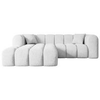 ECKSOFA Ottomane Links OLEA-L1 - 231x173x74 cm Weiß Bouclé - Schwarz/Weiß, Holzwerkstoff/Kunststoff (190/242cm) - ALTDECOR