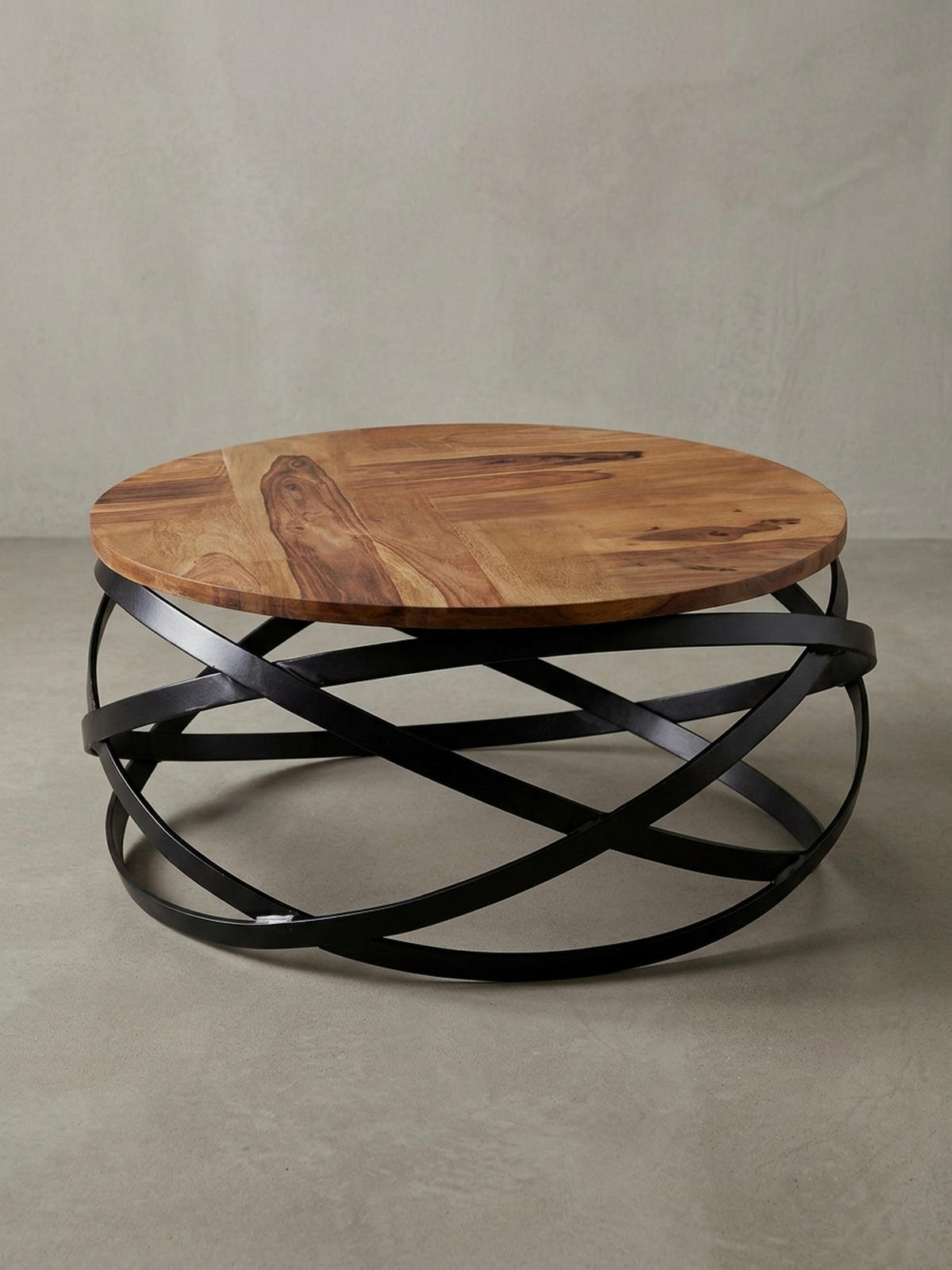 COUCHTISCH Industrial, Braun, Massives Holz und Metall, Modernes Design - Schwarz/Braun, Holz/Metall (60/60/30cm) - KADIMA DESIGN