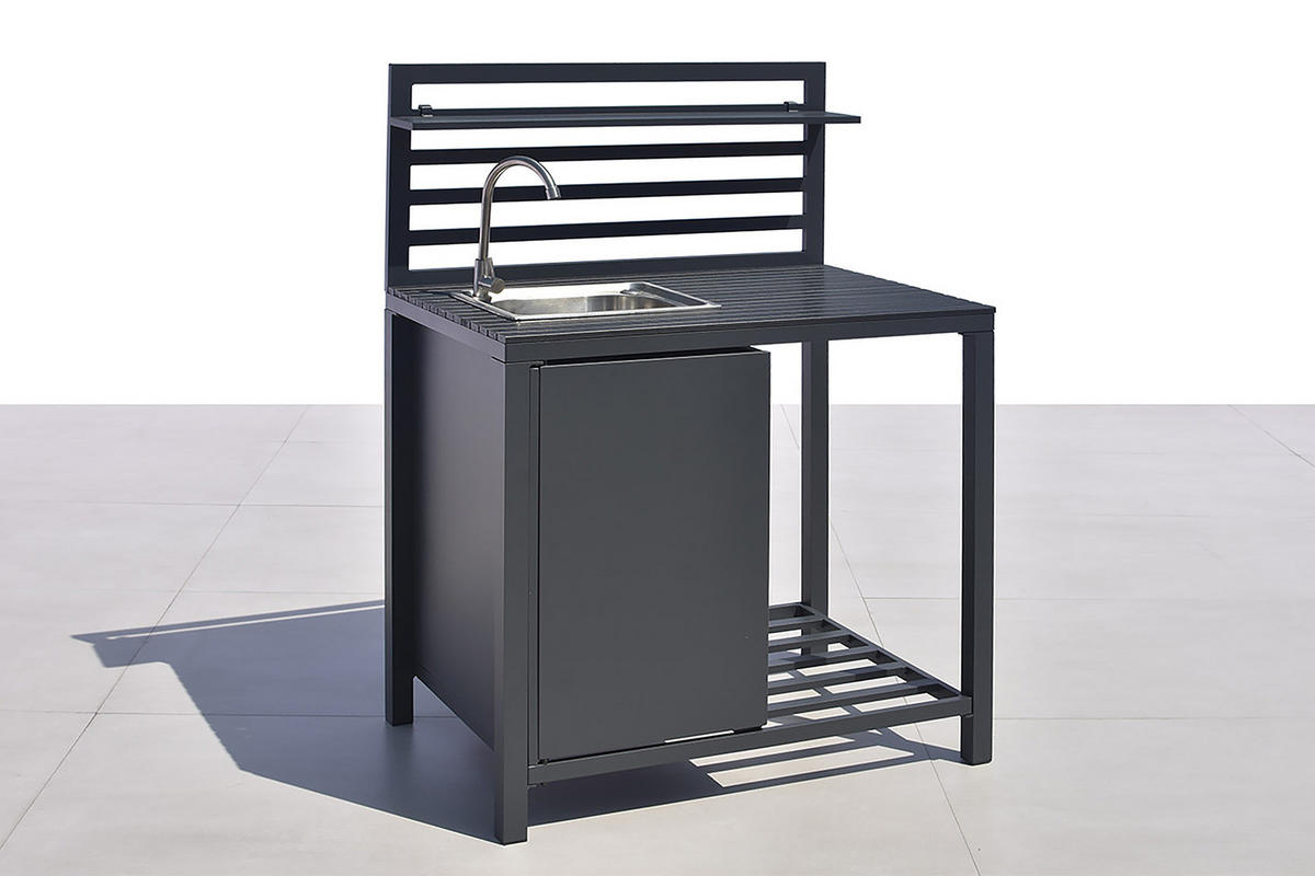 GARTENSPÜLTISCH - Aluminium / Kunststoff - Schwarz - Schwarz, Kunststoff/Metall - home24