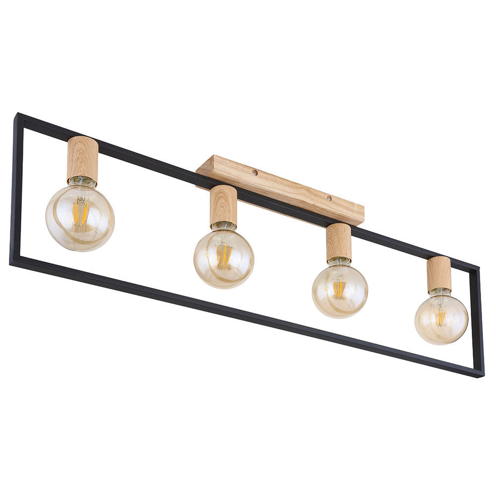 LED DECKENLEUCHTE Metall Braun 4 Flammig - Braun, Holz (90/6.5/26cm) - Globo Lighting