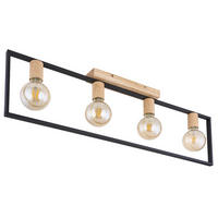 LED DECKENLEUCHTE Metall Braun 4 Flammig - Braun, Holz (90/6.5/26cm) - Globo Lighting