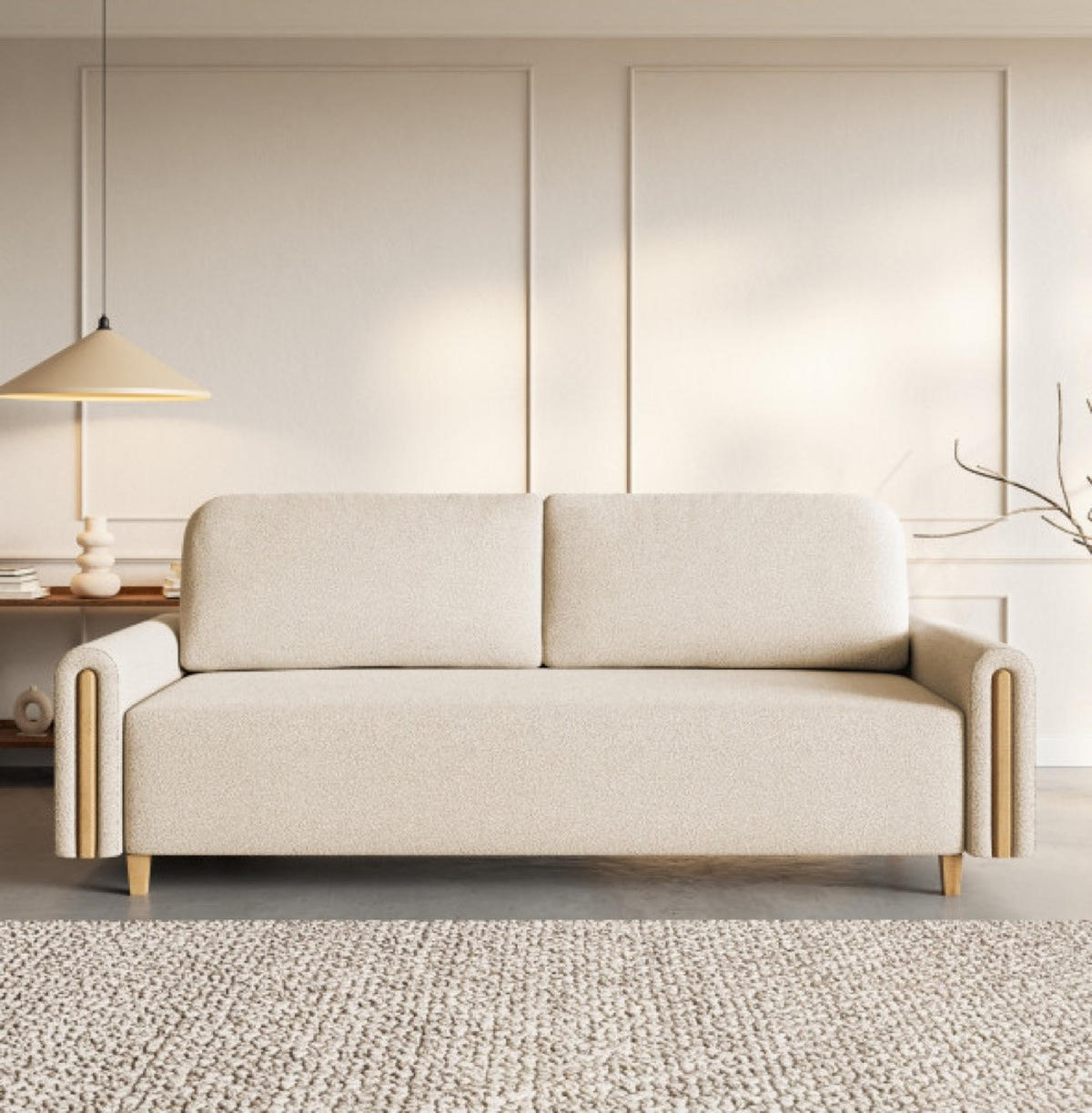 SOFA Hellbeige Modern Mit Schlaffunktion Buche - Beige, Textil (236/93/97cm) - Sepro Meble