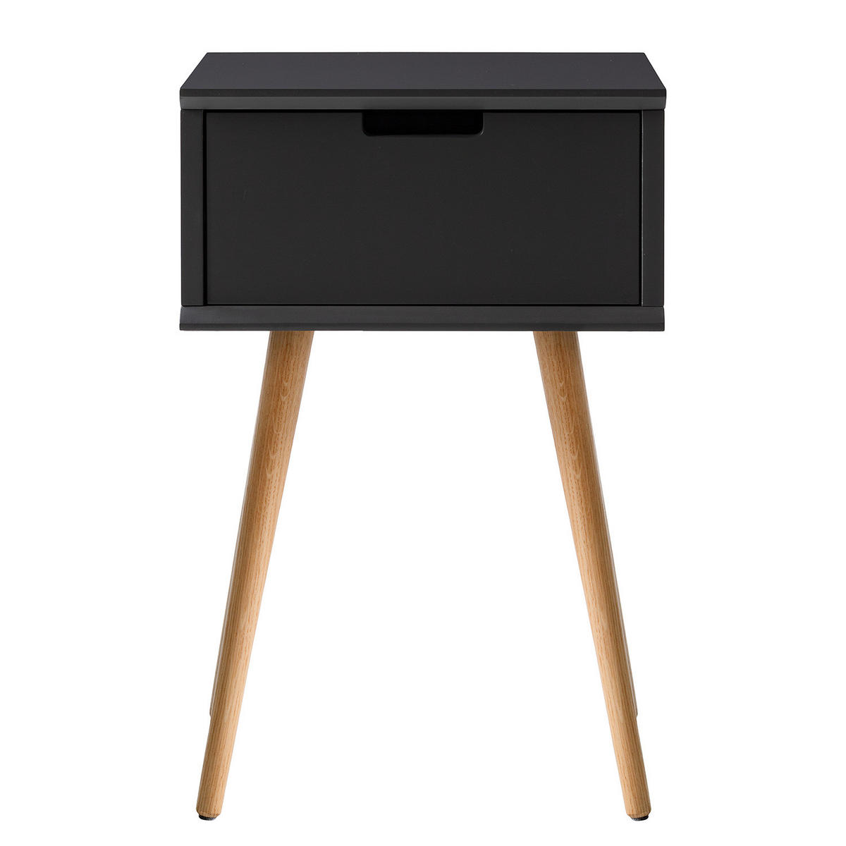 NACHTTISCH - Eiche teilmassiv - Dunkelgrau, Eichenholz/Holz (40/61/30cm) - home24