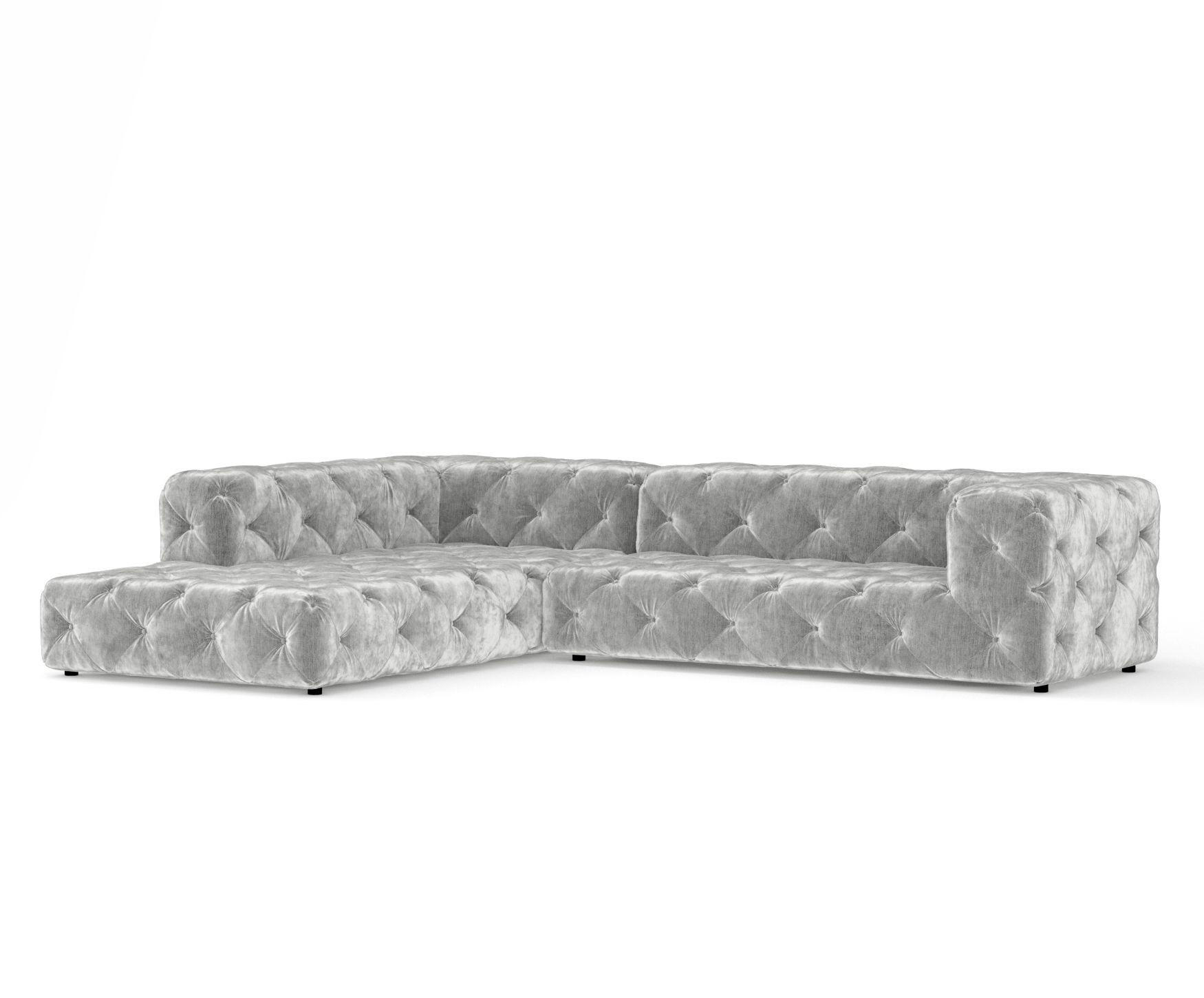 ECKSOFA Cosimo Hellgrau Chenille - Hellgrau/Schwarz, Holz/Holzwerkstoff (325/228cm) - Maison de Reve