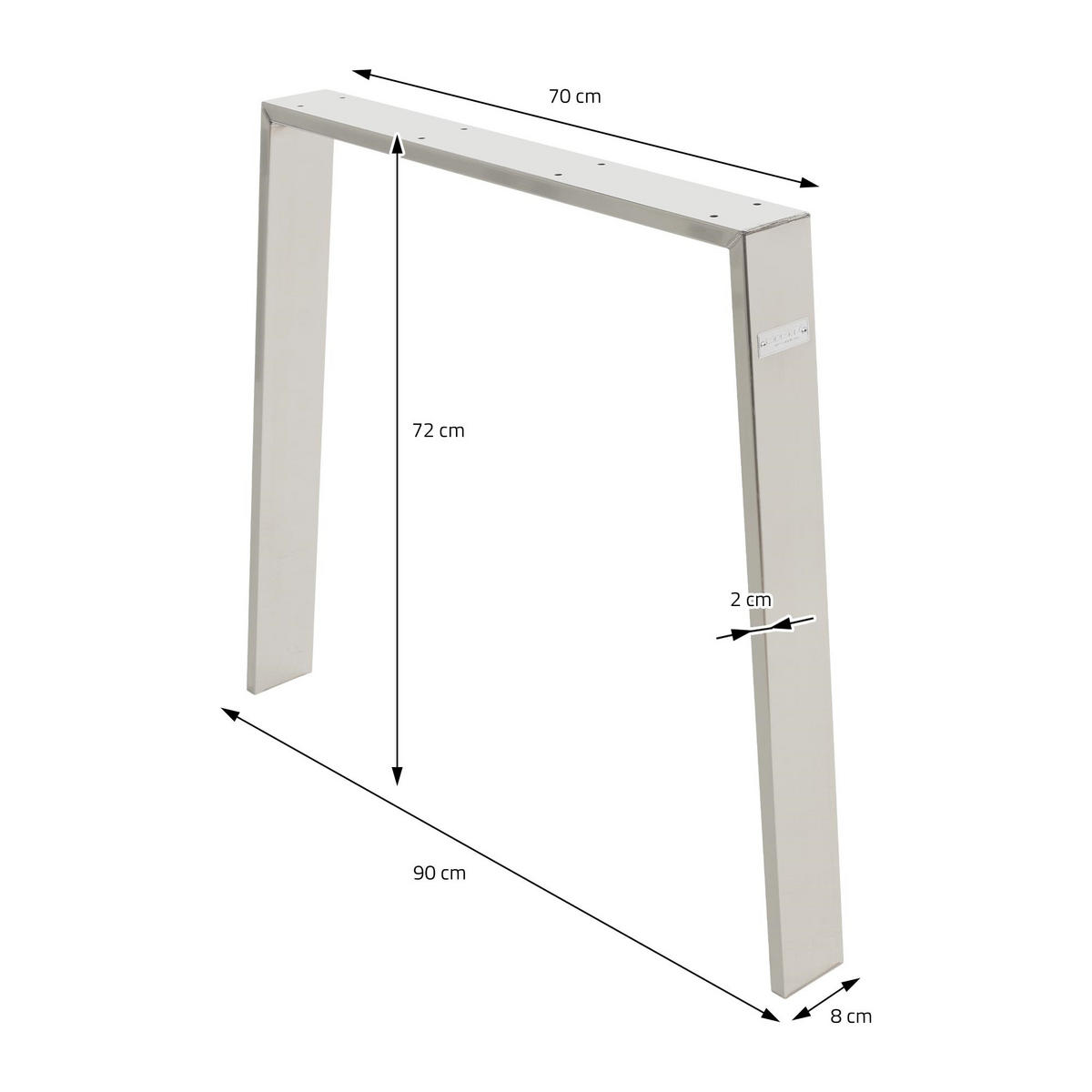 TISCHBEINE 2er Set Loft 90 x 72 cm Silber - Silberfarben, Metall (90/8/72cm) - ML-DESIGN