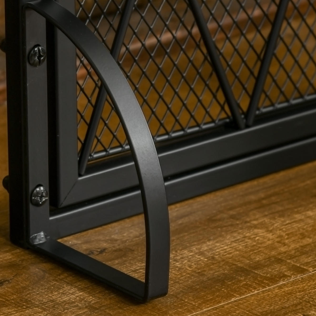 KAMINSCHIRM DE-17024 3 klappbare Flügel mit Tür Schwarz - Schwarz, Metall (1/79/120cm) - ComfortXL