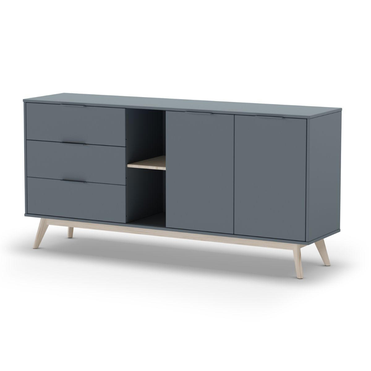 KOMMODE Pisco Grün 165/40/81 cm - Grün, Holz (40/81/165cm) - Calicosy