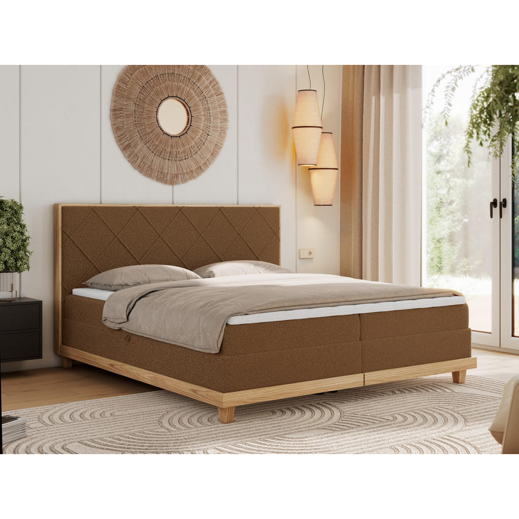 Thumbnail - MKS Boxbett, Braun, Textil, 2-Sitzer, H4, Rechteckig, 140x200 cm, Oeko-Tex®, Schlafzimmer, Betten, Boxspringbetten