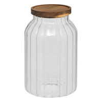 GLASBEHÄLTER mit Holzdeckel Harmony 3 l 15/15/22 cm - Transparent, Glas (15/22/15cm) - 5five Simply Smart