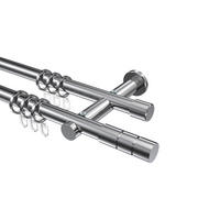 GARDINENSTANGEN-SET Platon Elanto 140 cm, 2-läufig, 20 mm Ø Chrom - Chromfarben, Metall (140cm) - INTERDECO