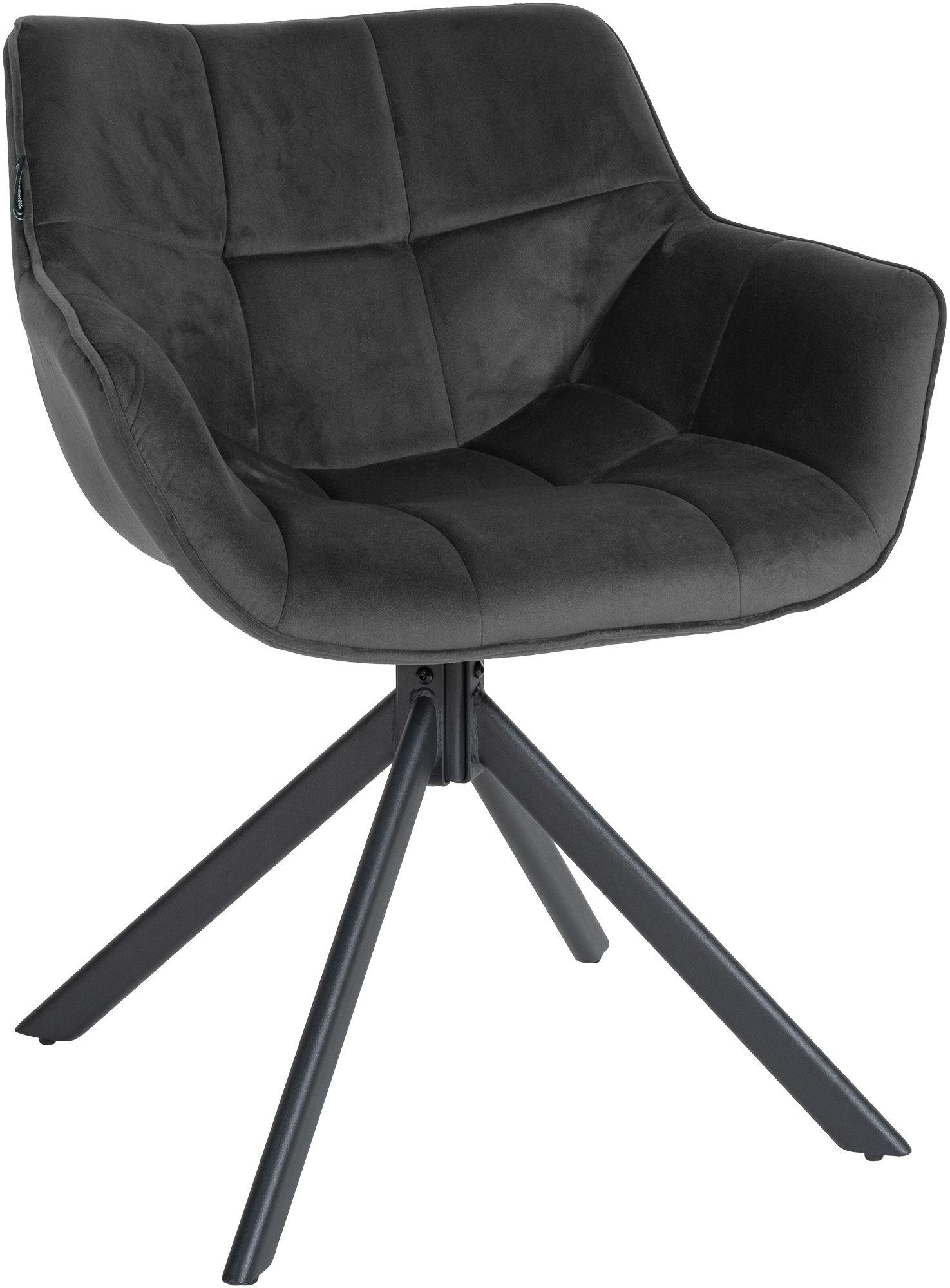 STUHL Samt dunkelgrau - Dunkelgrau/Schwarz, Textil/Metall (65/78/59cm) - CLP
