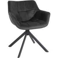 STUHL Samt dunkelgrau - Dunkelgrau/Schwarz, Textil/Metall (65/78/59cm) - CLP