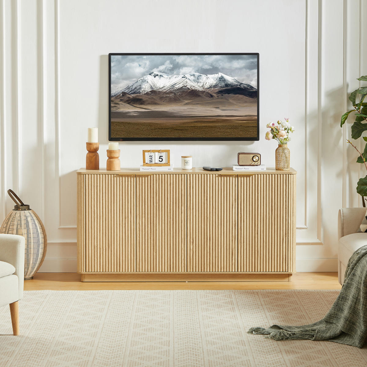 SIDEBOARD Eiche 160/40/80 cm - Eichefarben, Holzwerkstoff (160/80/40cm) - PANGIVO