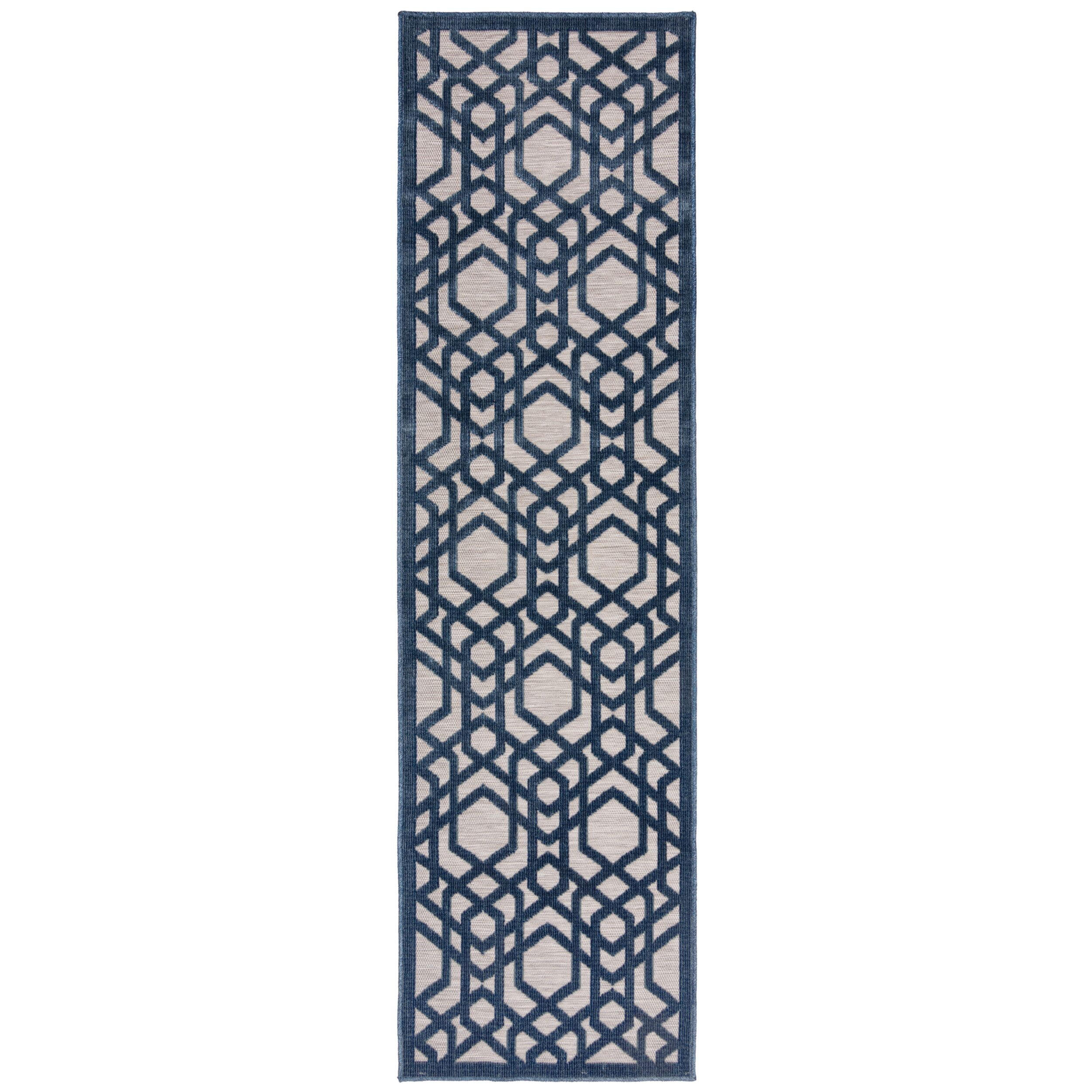 OUTDOOR-TEPPICH Marokkanisches-Mosaik, winterfest STOUR LIAM, Blau-Grau 66x230 cm - Blaugrau, Textil (66/230cm) - KADIMA DESIGN