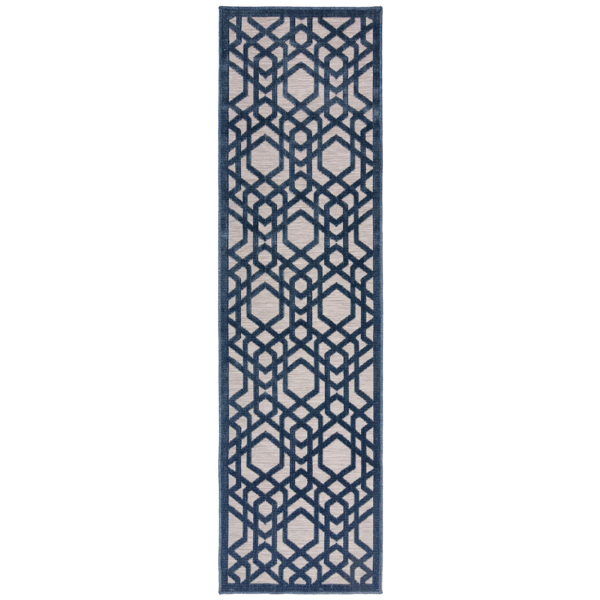 OUTDOOR-TEPPICH Marokkanisches-Mosaik, winterfest STOUR LIAM, Blau-Grau 66x230 cm - Blaugrau, Textil (66/230cm) - KADIMA DESIGN