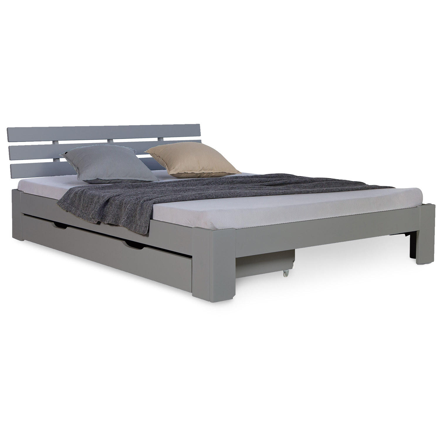 HOLZBETT mit Stauraum 140/200 cm grau - Grau, Holz (140/200cm) - Homestyle4u
