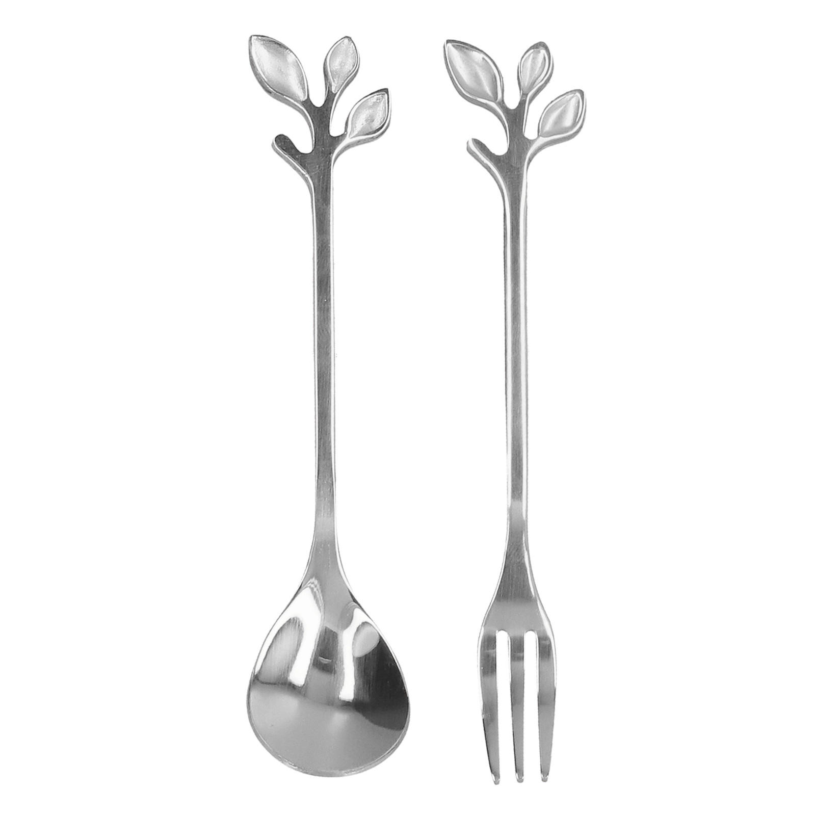 BESTECK-SET 2-teiliges Edelstahl Löffel und Gabel silber - Silberfarben, Metall