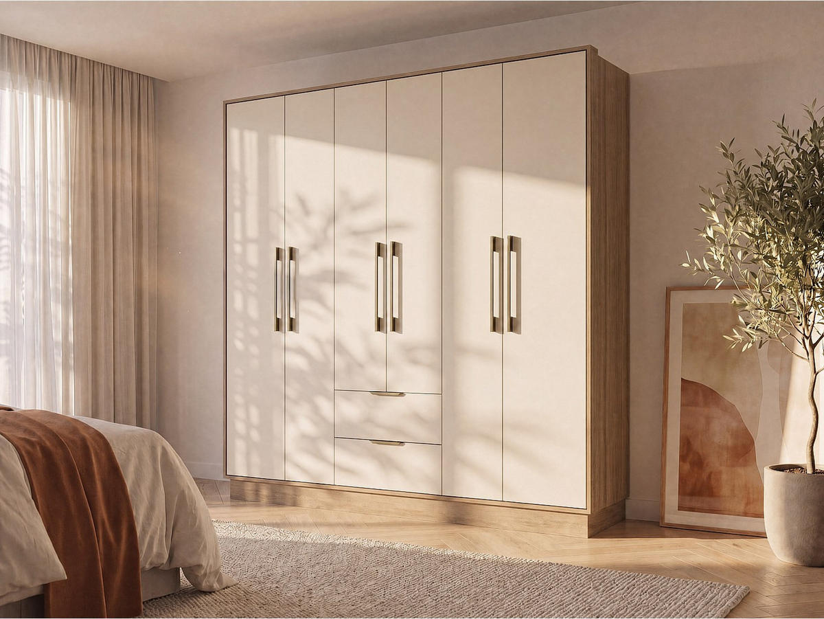 KLEIDERSCHRANK - 162 cm x 46.5 cm - holz - beige, naturfarben hell Feova - Beige/Naturfarben, Holz (162/182/46.5cm) - Vente-Unique