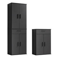 MEHRZWECKSCHRANK SET Der Allzweckwaffe - Anthrazit/Schwarz, Holzwerkstoff (60/180/34cm) - Mokebo