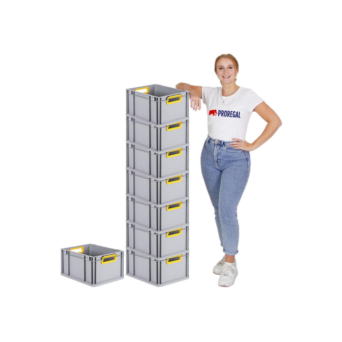 EUROBOX 8x Nextgen Color Mit Auflagedeckel 22x30x40cm Griffe Gelb Offen - Gelb, Kunststoff (30/22/40cm) - PROREGAL