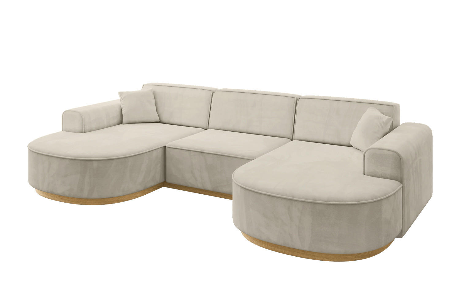 WOHNLANDSCHAFT MARI-U1-v2 - 303x171x83 cm Ecru Velours - Ecru, Holzwerkstoff/Textil (303/83/171cm) - ALTDECOR
