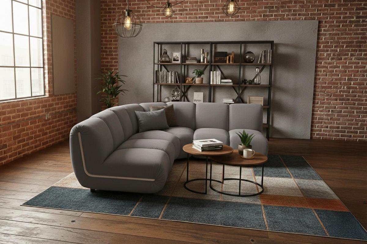 MODULSOFA LAYLA Taupe Velvet - Taupe/Schwarz, Buchenholz/Textil (213/213cm) - KAWOLA