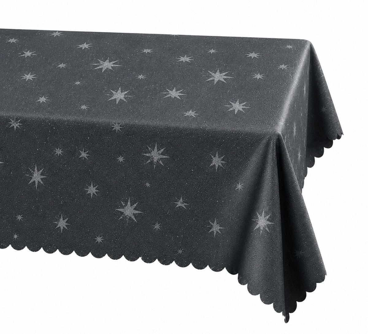 TISCHDECKE 90/90 quadratisch Lurex Sterne Grau - Grau, Textil (90/90cm) - TiborTex