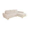 ECKSOFA im Scandi-Stil, Schlaffunktion, Bettkasten B268/T175/H86 cm, Ottomane rechts, Liegefl. 128x209 cm, Bouclé Chenille Stoff in Beige / 21013 - Eichefarben/Beige, Holz/Textil (268/175cm) - luma-home
