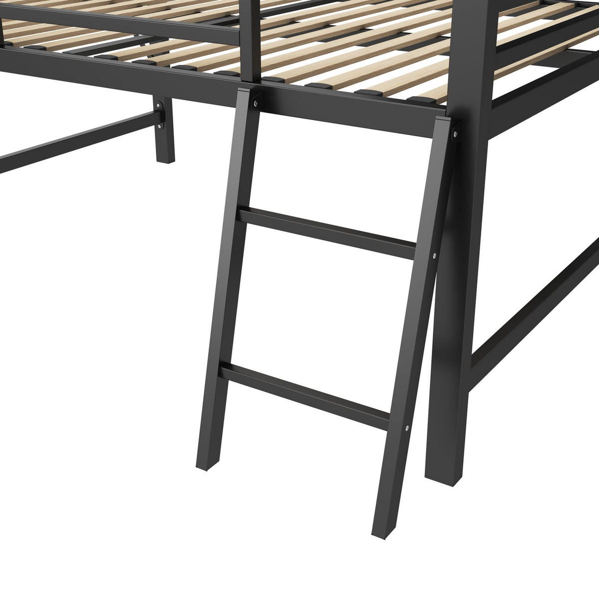 HOCHBETT 140/200 cm Schwarz mit LED und Schreibtisch - Schwarz, Metall (140/200cm) - MIVRAY