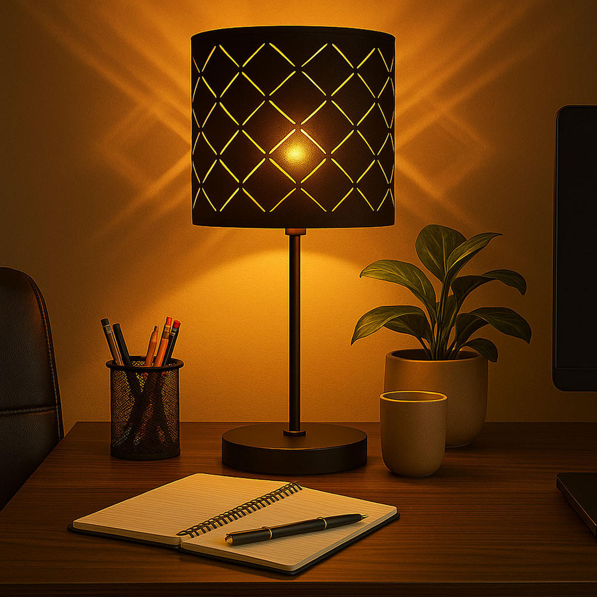 LED TISCHLEUCHTE SUNNA Samt Schwarz - Schwarz, Metall (15/15/35cm) - Globo Lighting