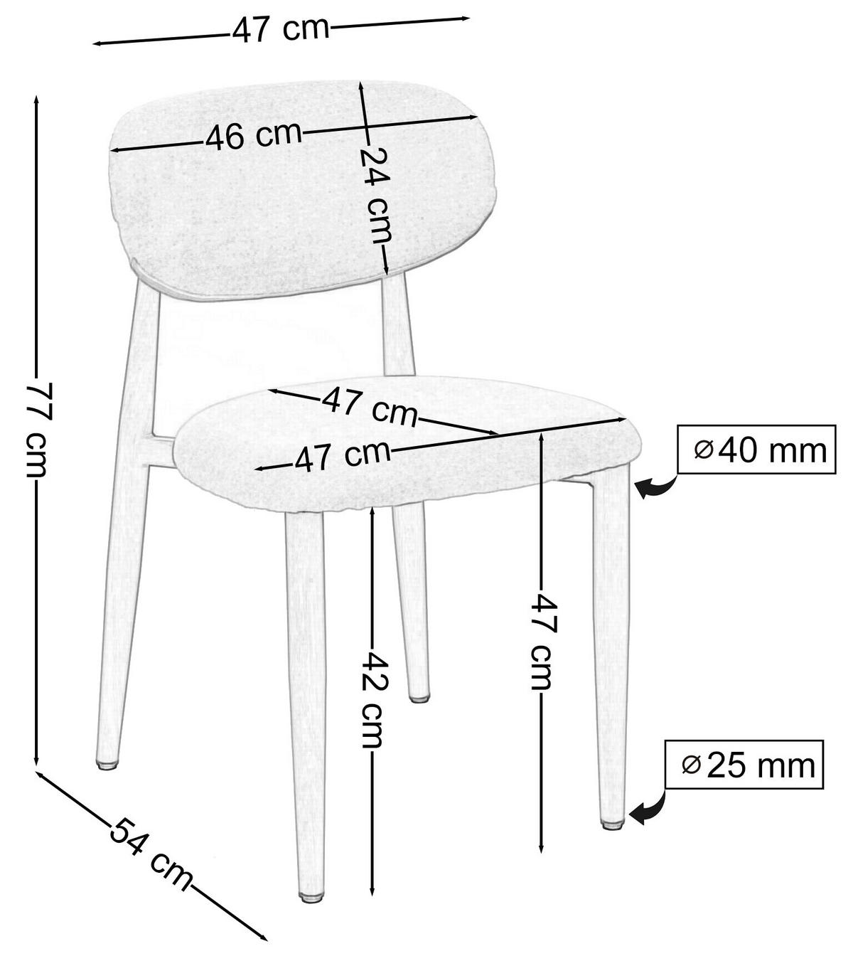 STUHL ALMO gepolstert Beine in Holzoptik - ecru - Boucle - Ecru/Eichefarben, Textil/Metall (47/77/54cm) - NEW HOME