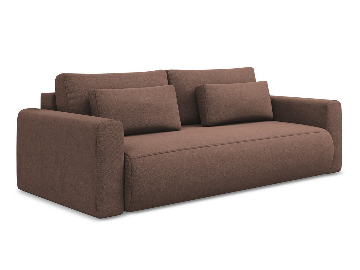 3-SITZER SOFA mit Schlaffunktion Strukturstoff Stoff Pink - Pink/Hellrosa, Kunststoff/Textil (238/82/105cm) - Makamii