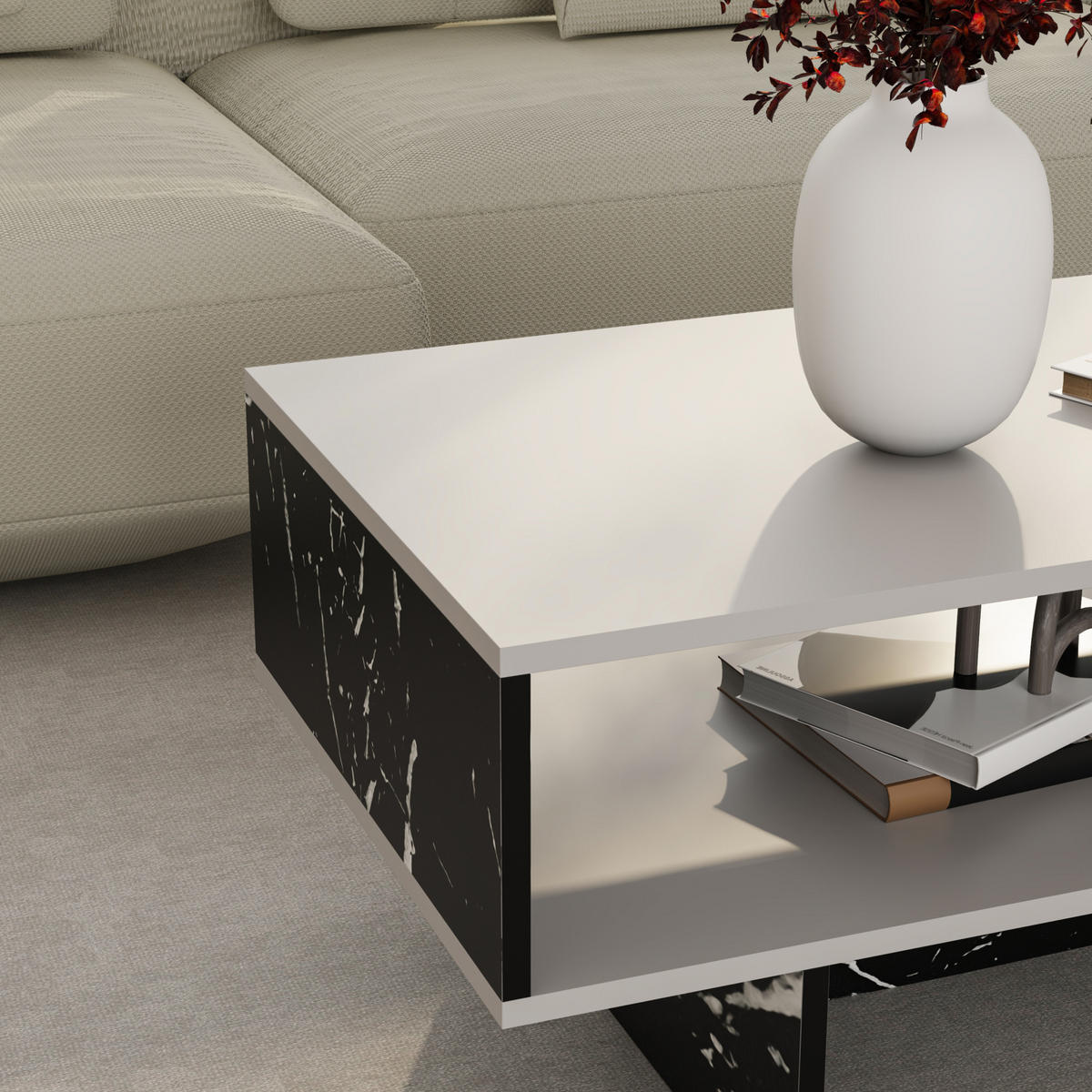 COUCHTISCH Mjölby 80/45/37 - Schwarz, Holzwerkstoff (45/80/37cm) - [en.casa]