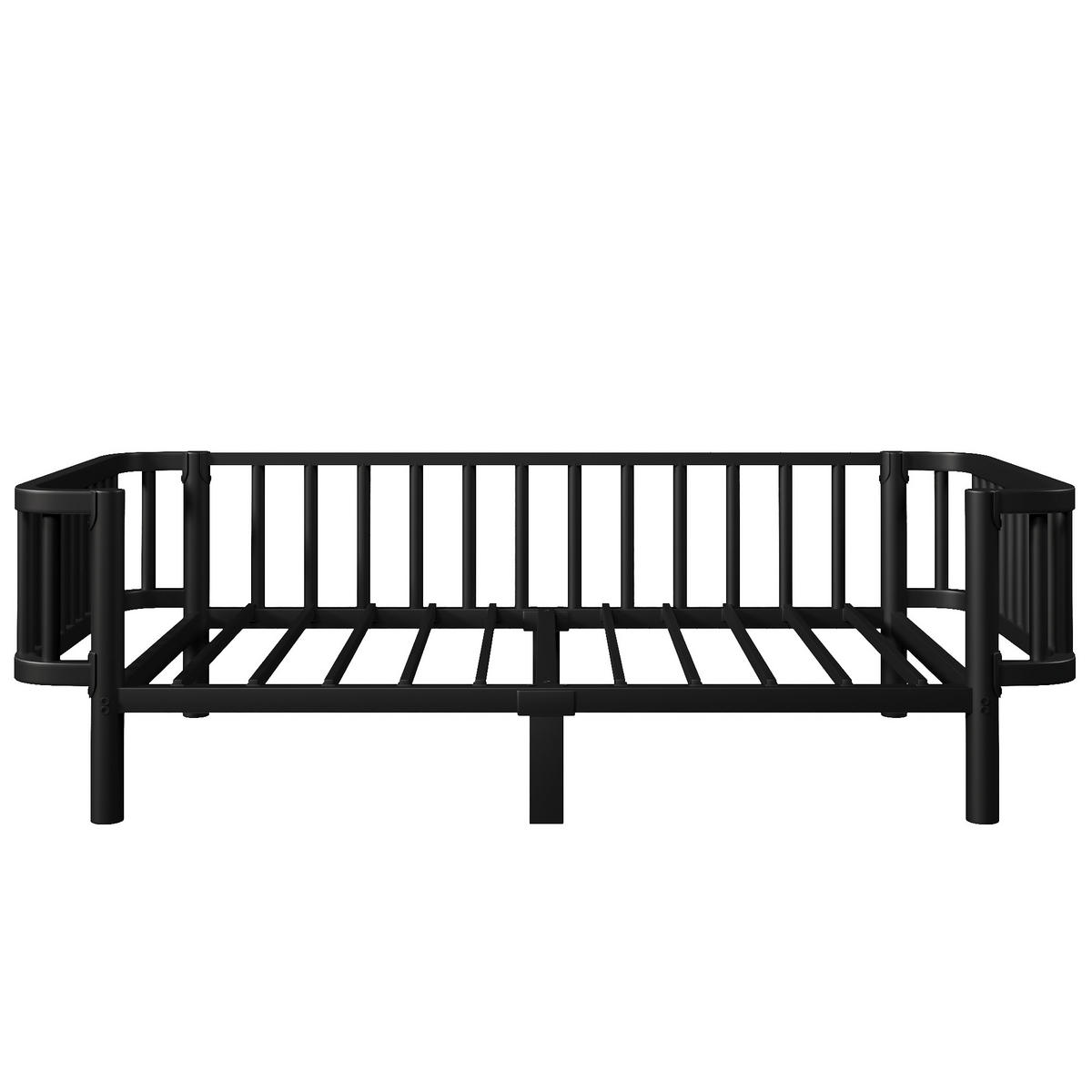 TAGESBETT 90 x 200 cm, stabiles Lattenrost aus Stahl, Schwarz - Schwarz, Metall (90/200cm) - KOMHTOM