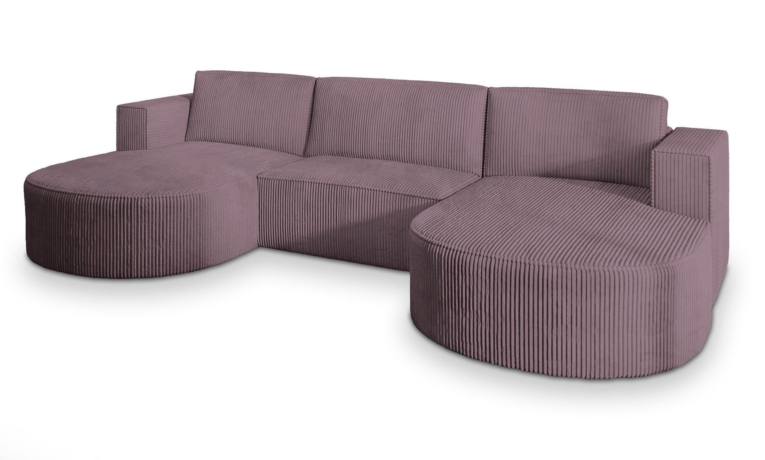 ROHOVÁ SEDAČKA VEZZO fialová - šedá/fialová, dřevo/textil (347/174cm) - MASSENO