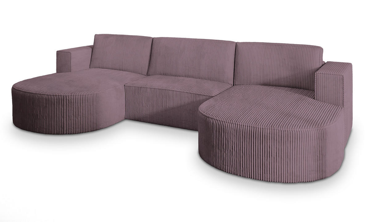 ROHOVÁ SEDAČKA VEZZO fialová - šedá/fialová, dřevo/textil (347/174cm) - MASSENO