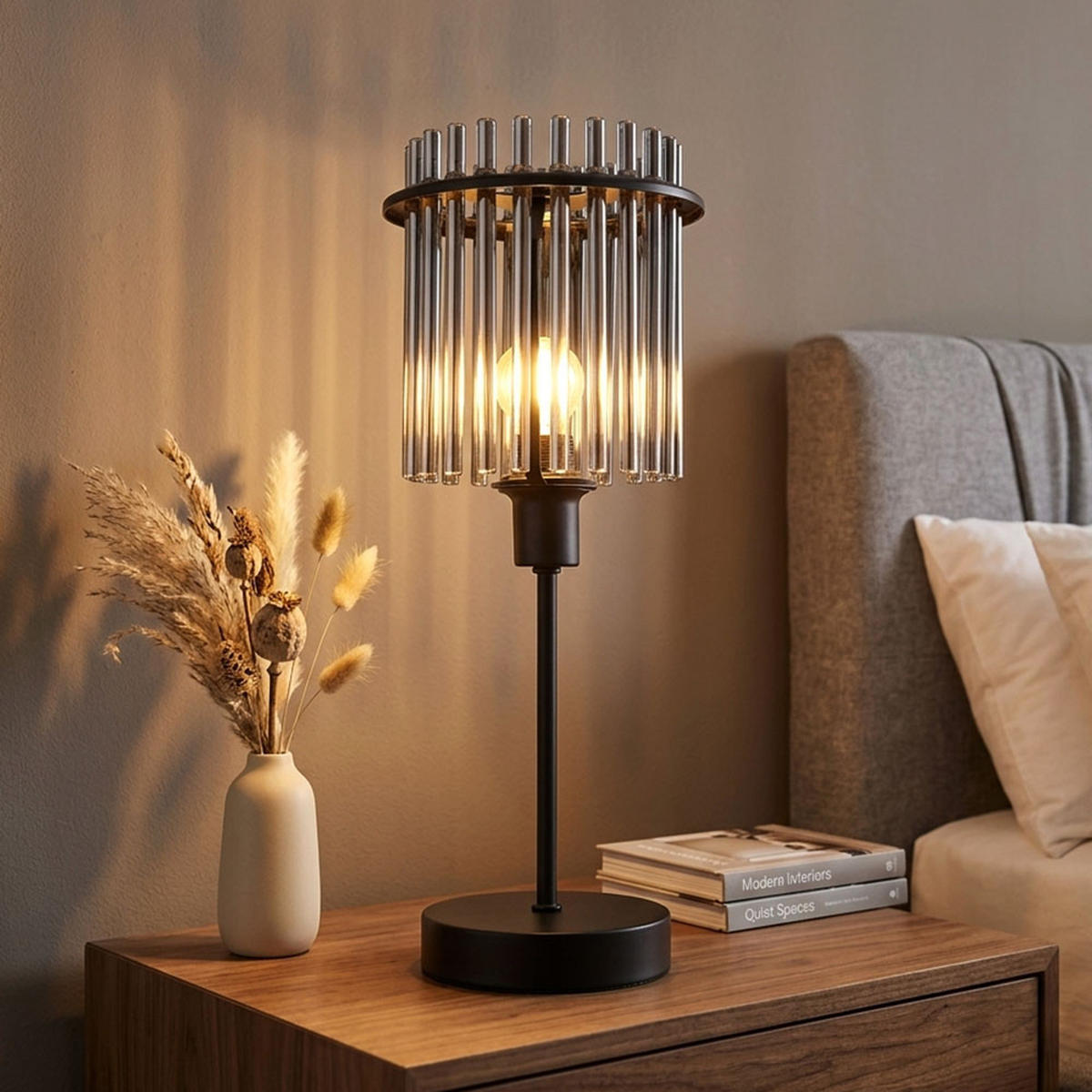 LED TISCHLEUCHTE Gorley Metall Grau - Schwarz, Glas (15/15/37.5cm) - Globo Lighting
