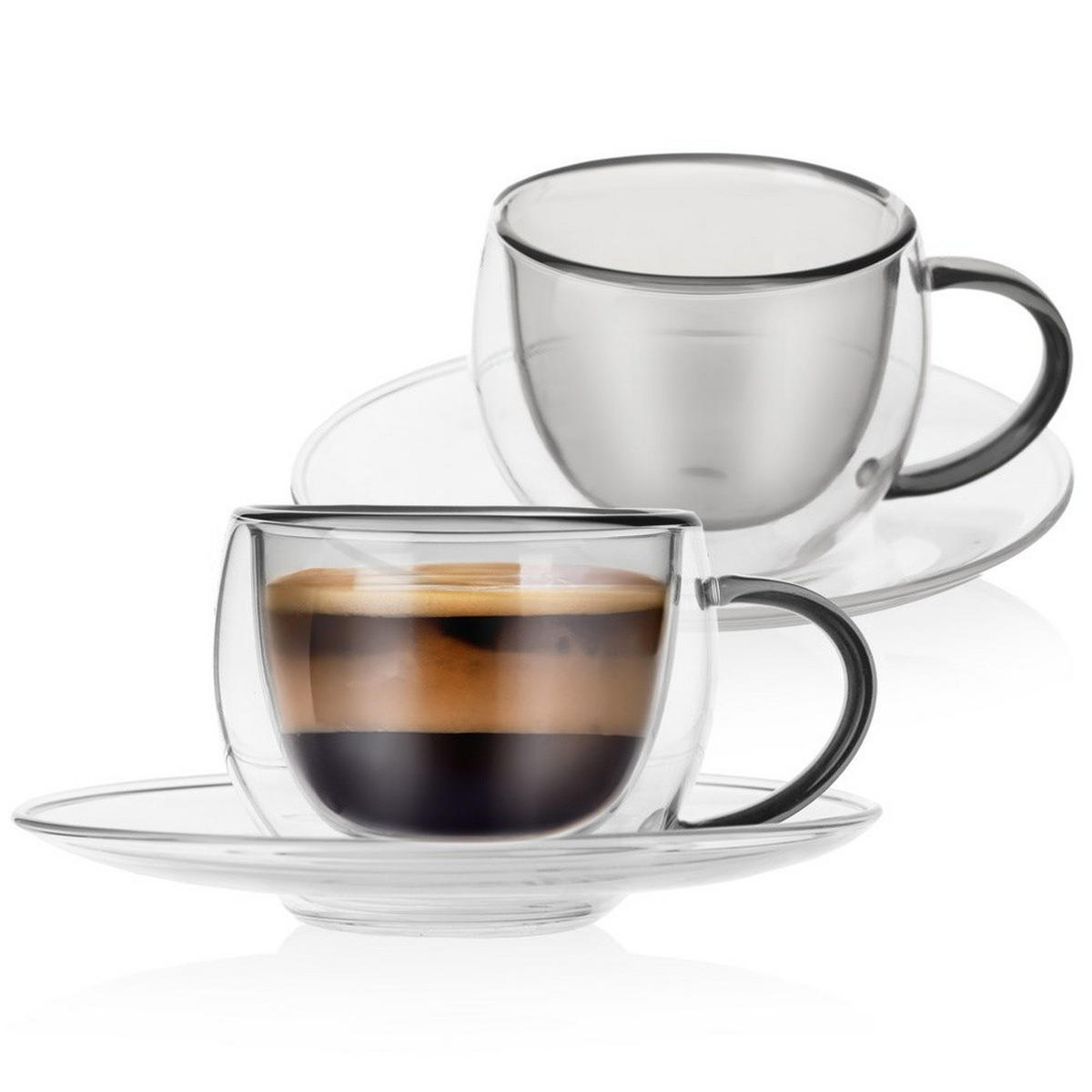 THERMOBECHER Espresso z Untertasse 2er-Set - Klar, Glas (0.09L) - Orion 